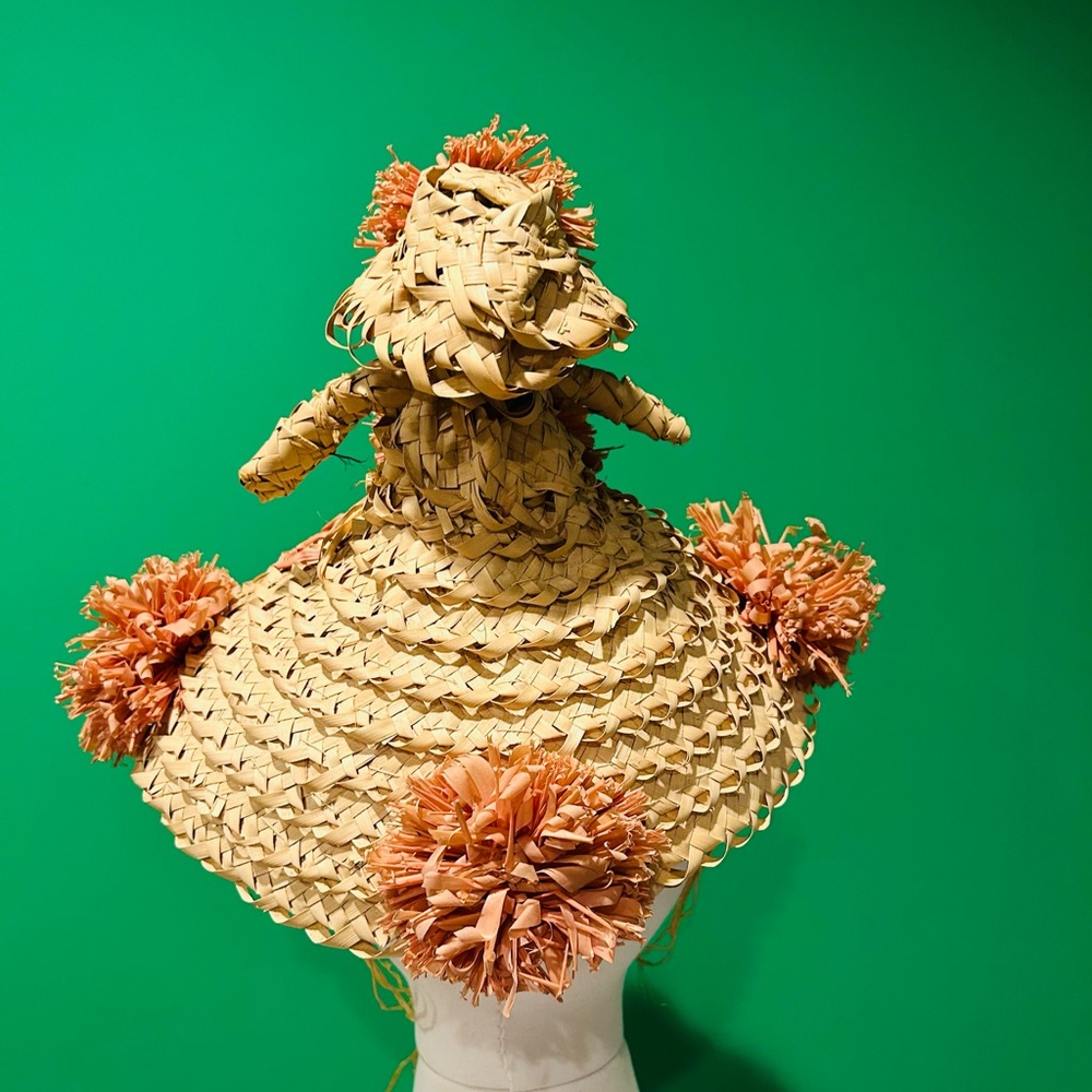 1960s Souvenir Straw Hat with Orange Accents - Picture 4 of 8